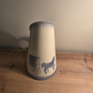 Handcrafted Cream and Blue Ceramic Vase